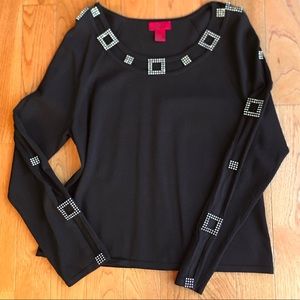 Carina Black Sweater with Rhinestones
